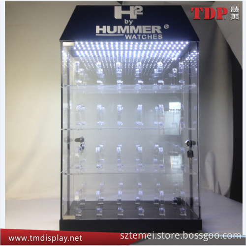 Factory custom led lit up watch stand display watch display showcase watch display cabinet for window display